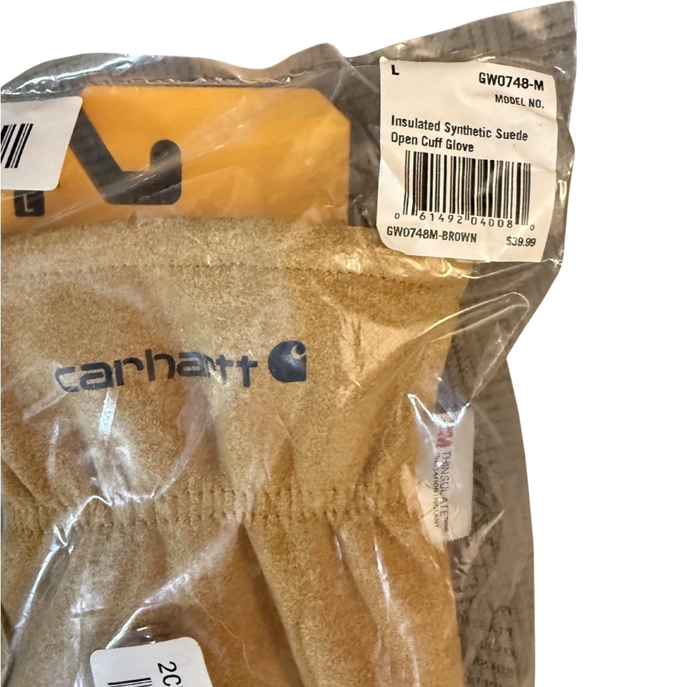 Carhartt‎ Brown Suede Work Gloves with Logo - Picture 2 of 3